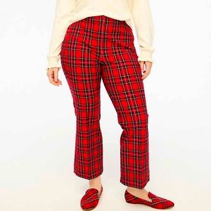 J Crew Factory Red Tartan Plaid Kelsey Crop Flare Pants 8P